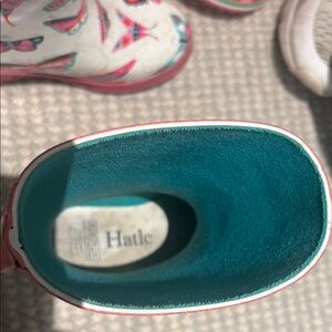 Hatley Kids Butterfly Rain Boots - Cream and Teal